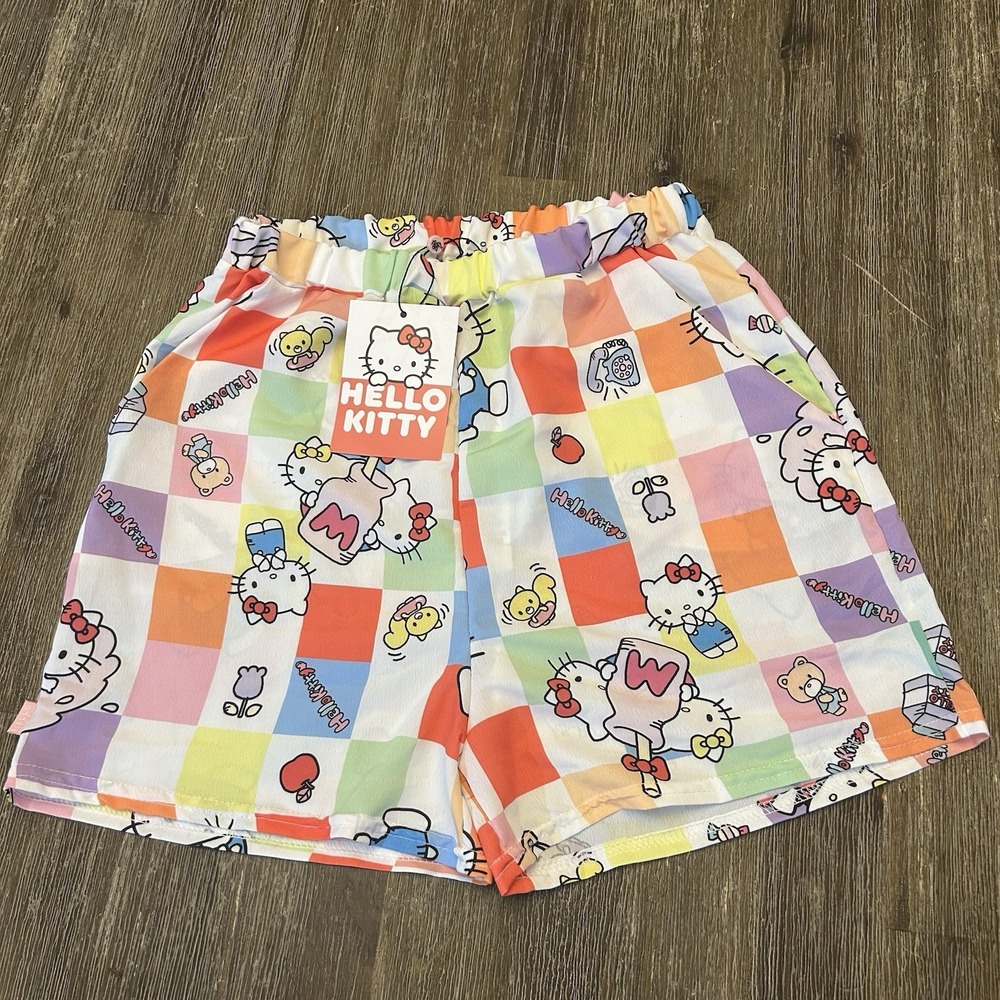 Hello Kitty x New Girl Order Lounge Sleep Shorts Pastel Checkerboard Sanrio 10